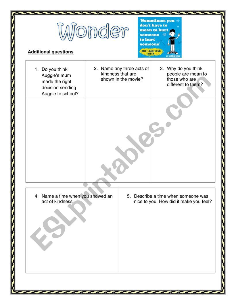 Wonder Worksheets