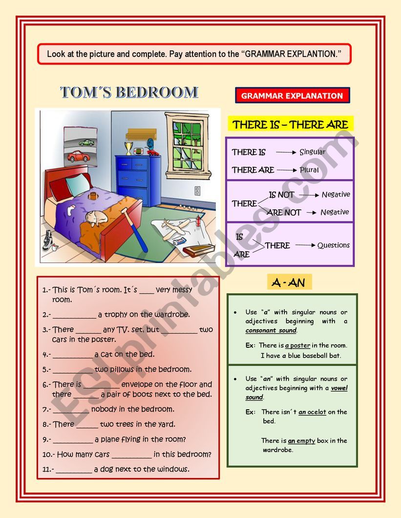 TOMS BEDROOM worksheet