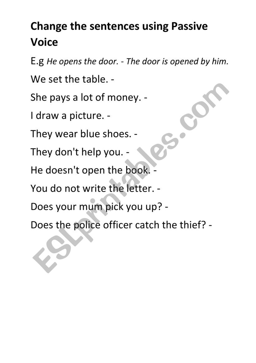 passive Voice worksheet