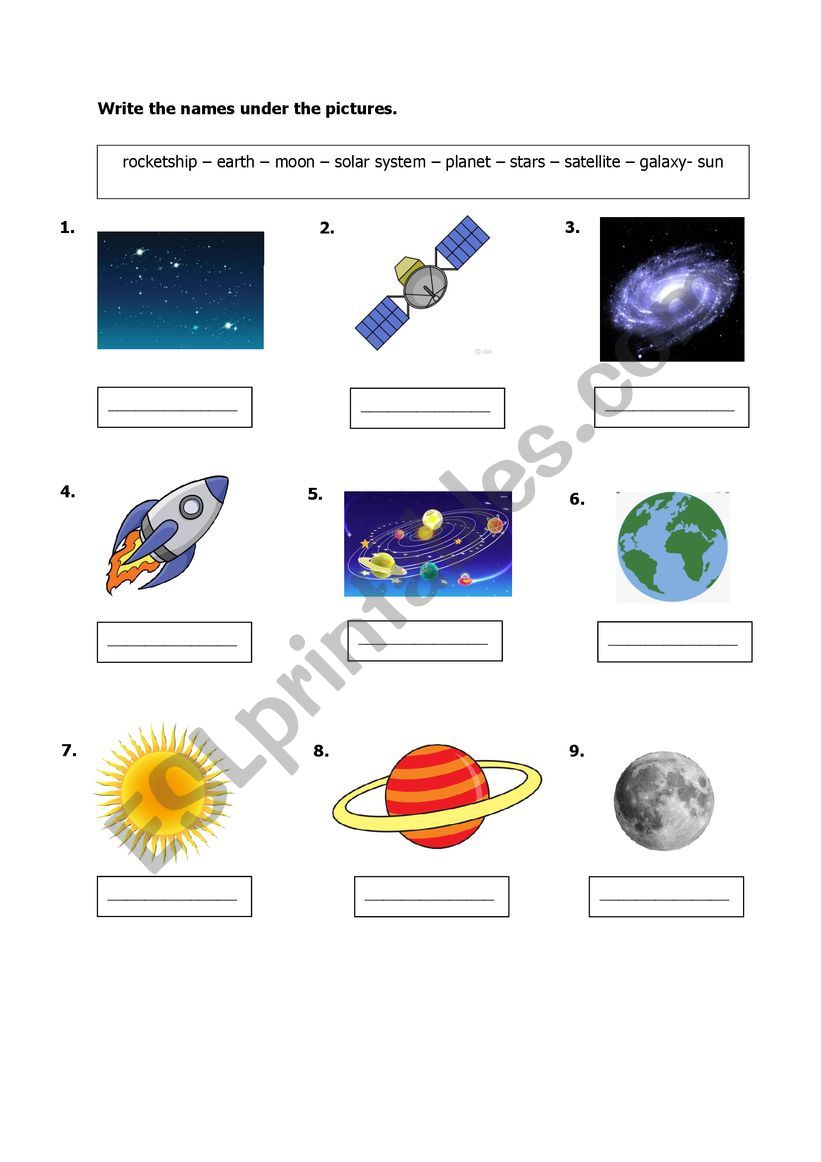 Space  worksheet