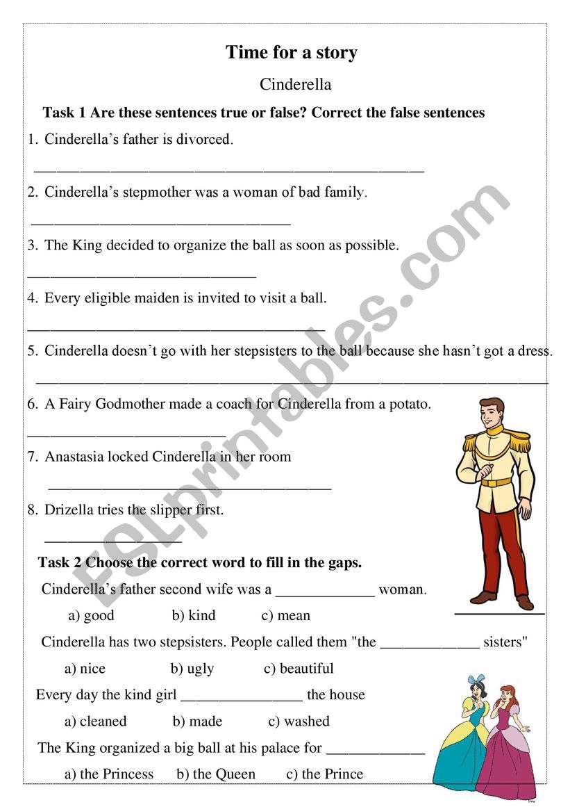 cinderella story  worksheet