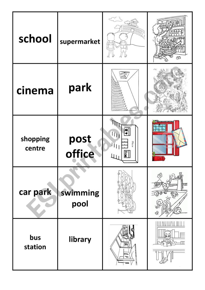 Places in a town worksheet