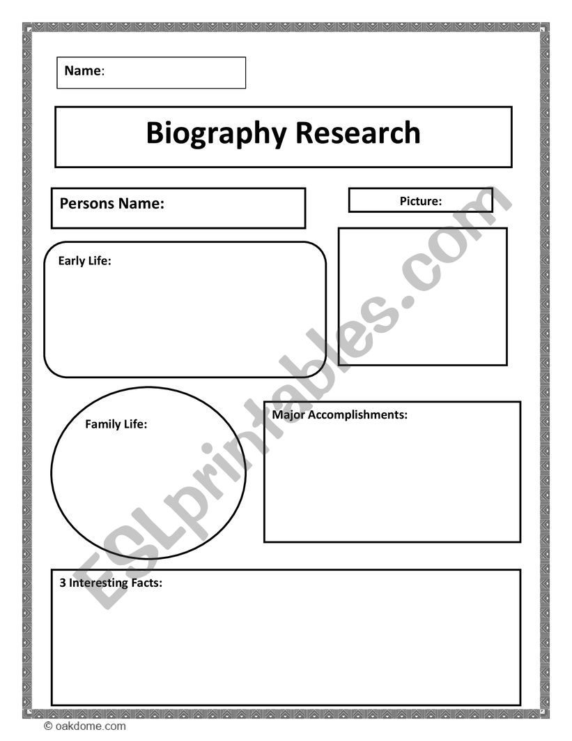 Biography Reasearch Graphic worksheet