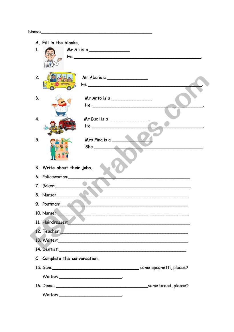 jobs worksheet