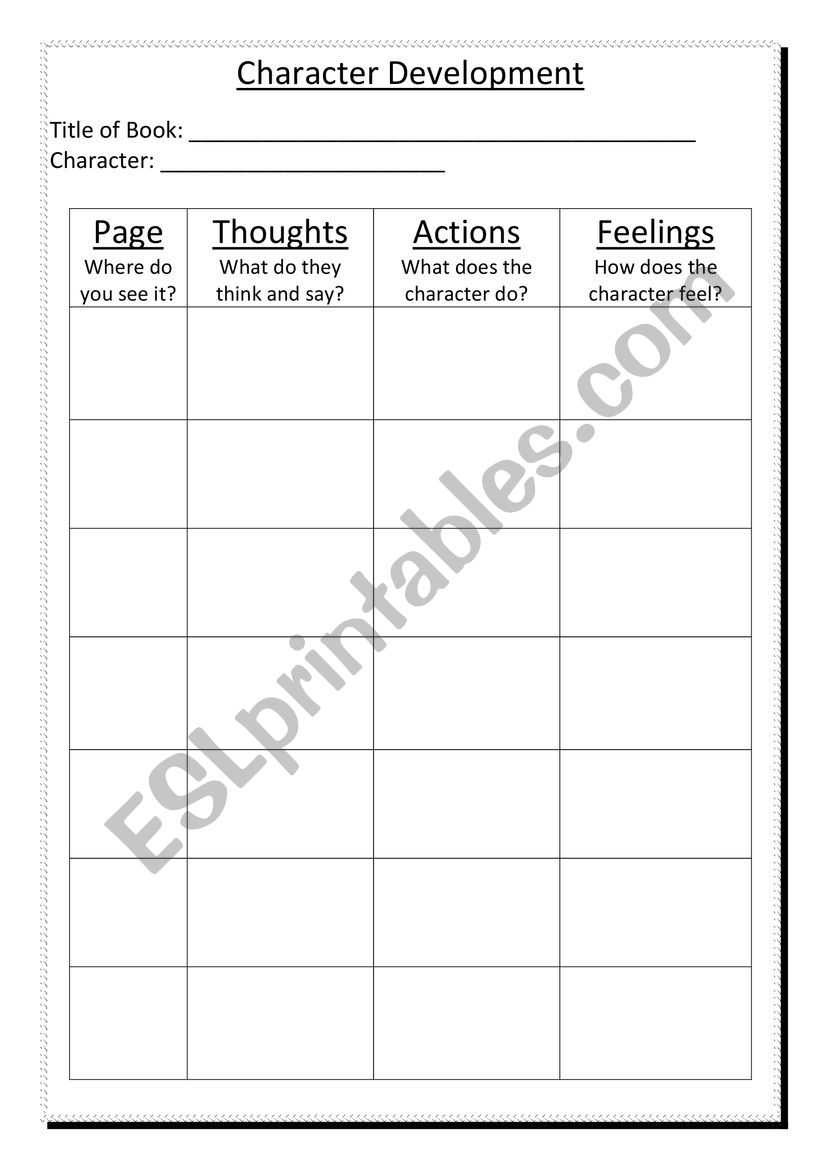 Tracking Character Development 