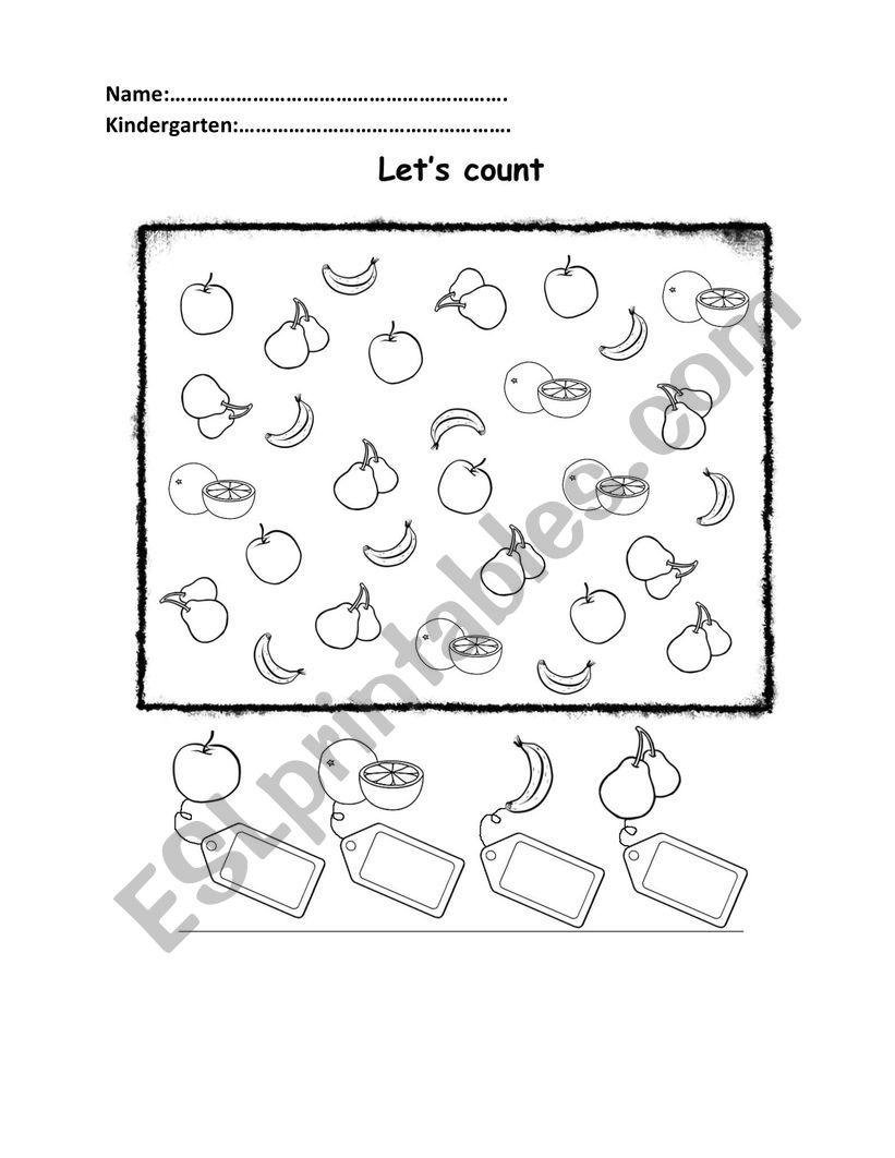 Count the fruit worksheet