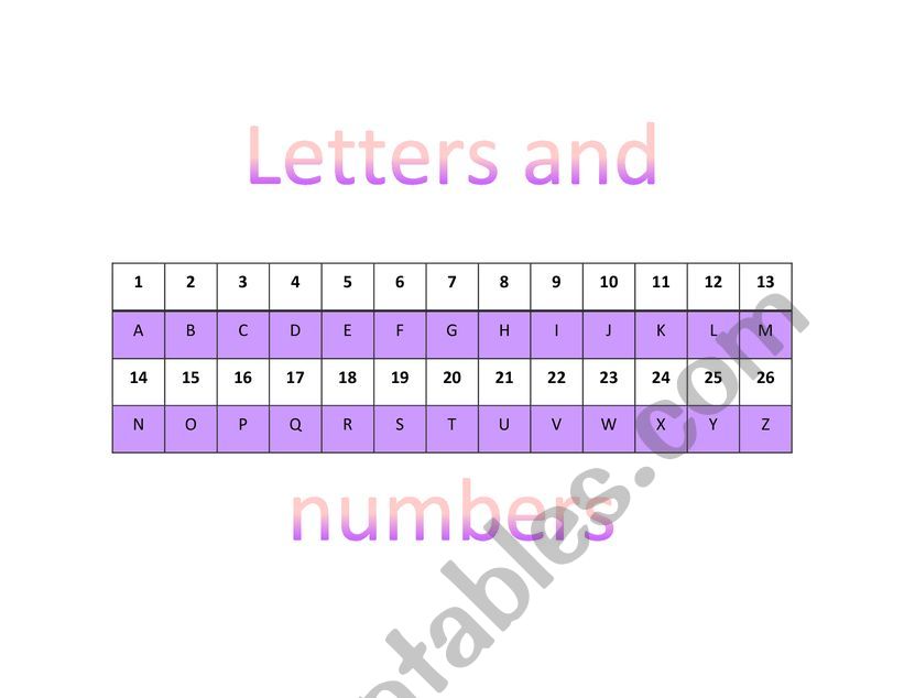 Letters and numbers  worksheet