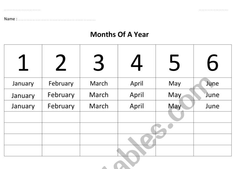 Writting Months1 worksheet