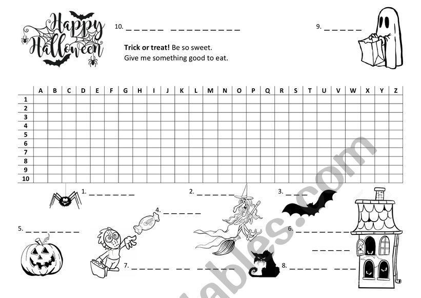 Halloween alphabet worksheet