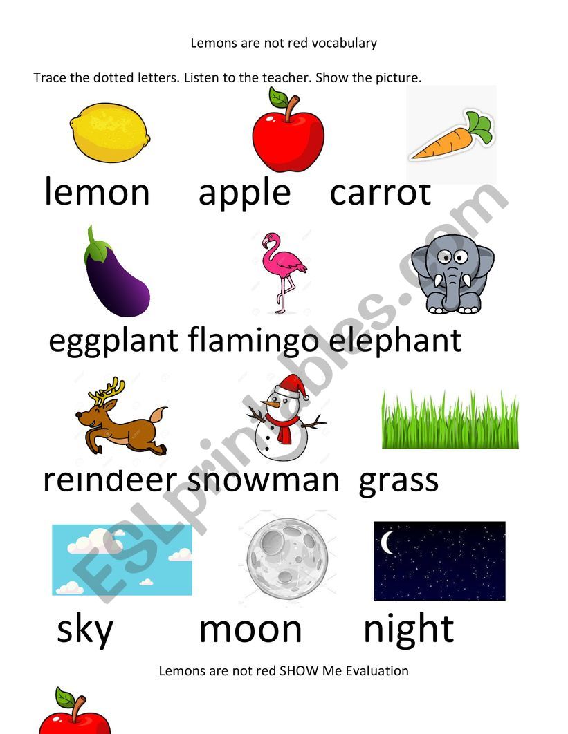 Lemons are not red activity sheet