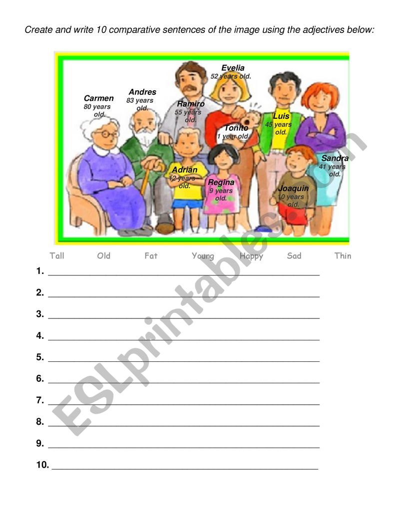 COMPARATIVE FAMILY worksheet