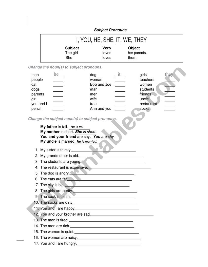 Grammar worksheet