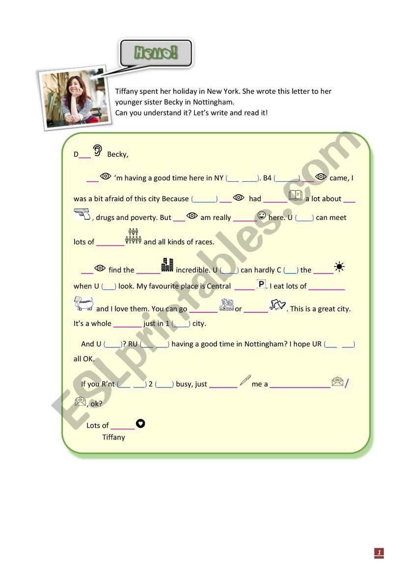 Students introduction, letter worksheet