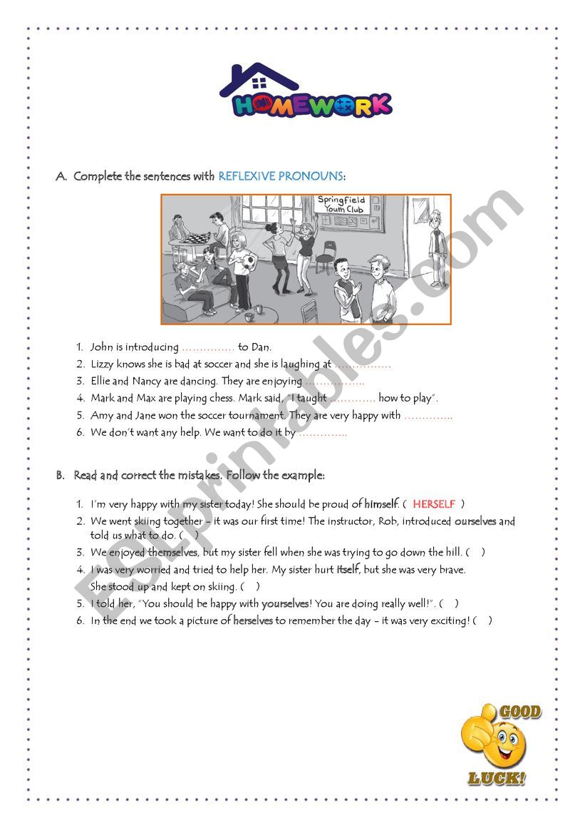 Reflexive Pronouns Activity worksheet