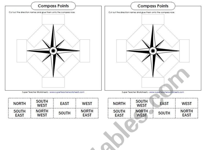 cardinal directiona worksheet