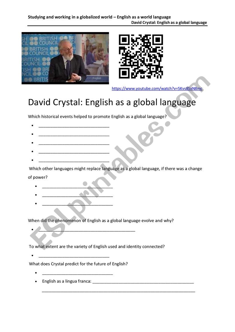 Listening Comprehension on David Crystal�s Lecture 