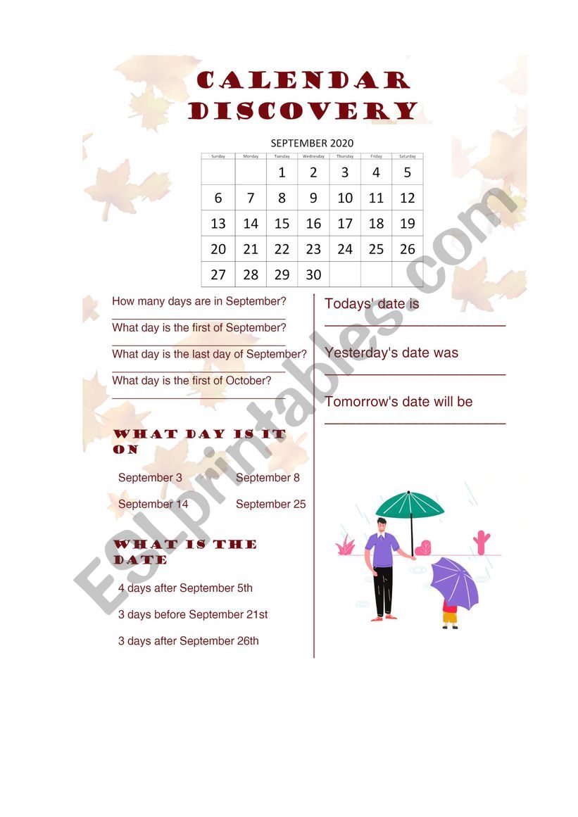 Talking Dates worksheet