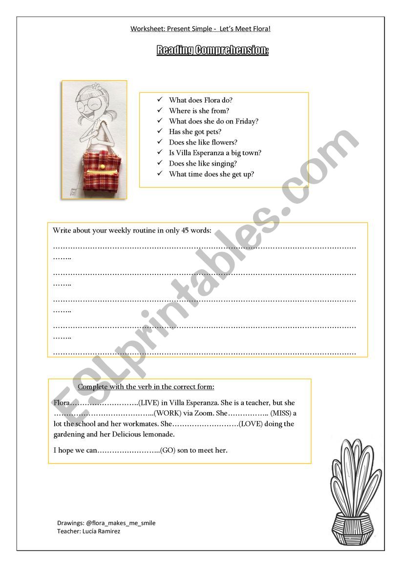 Let�s meet Flora! worksheet