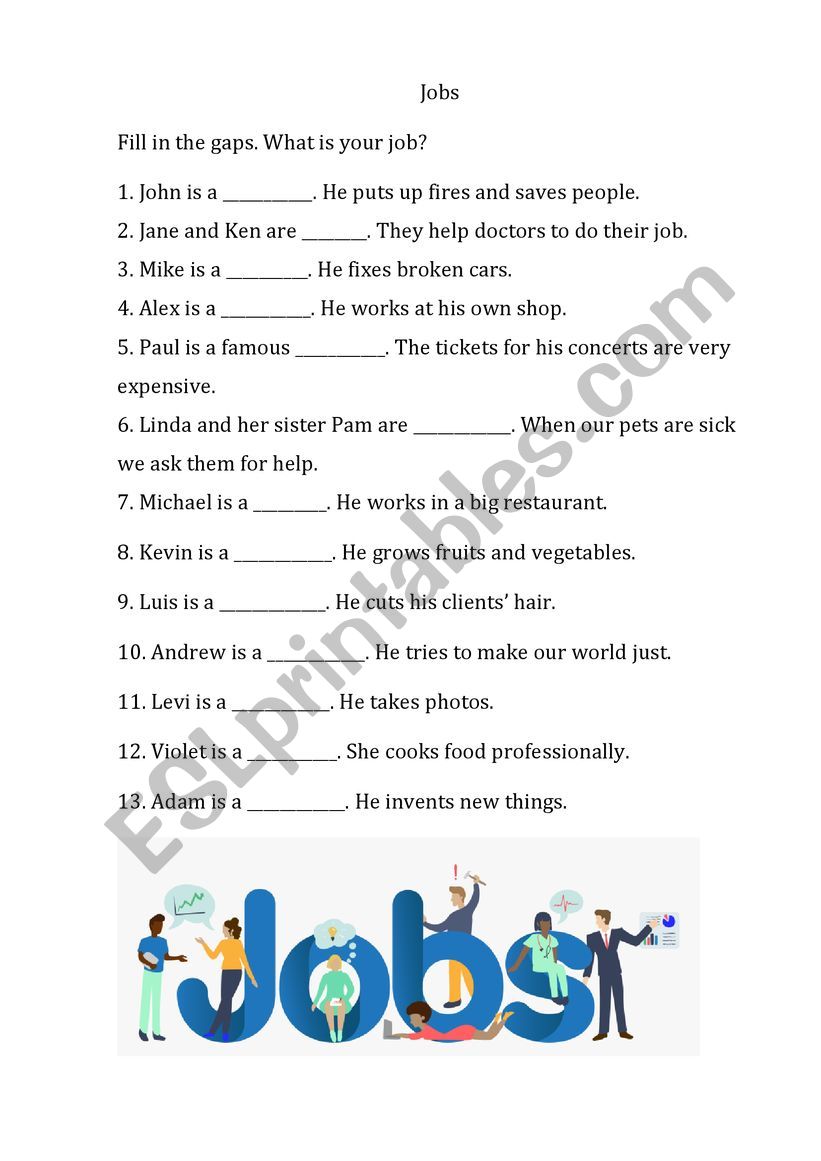 Jobs worksheet