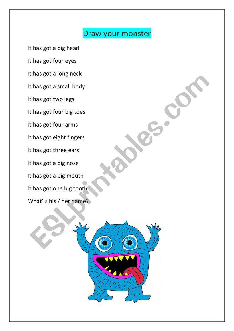 Monster - draw your monster  worksheet