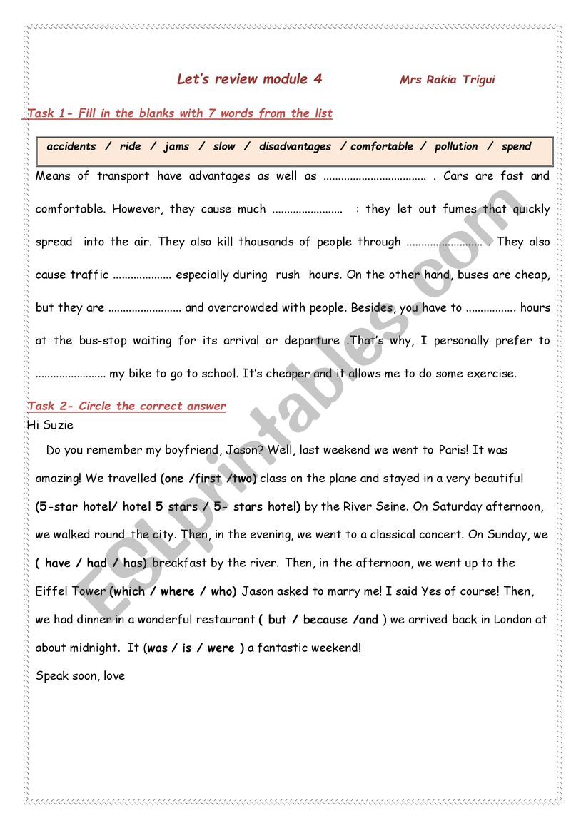 Let�s review module 4 worksheet