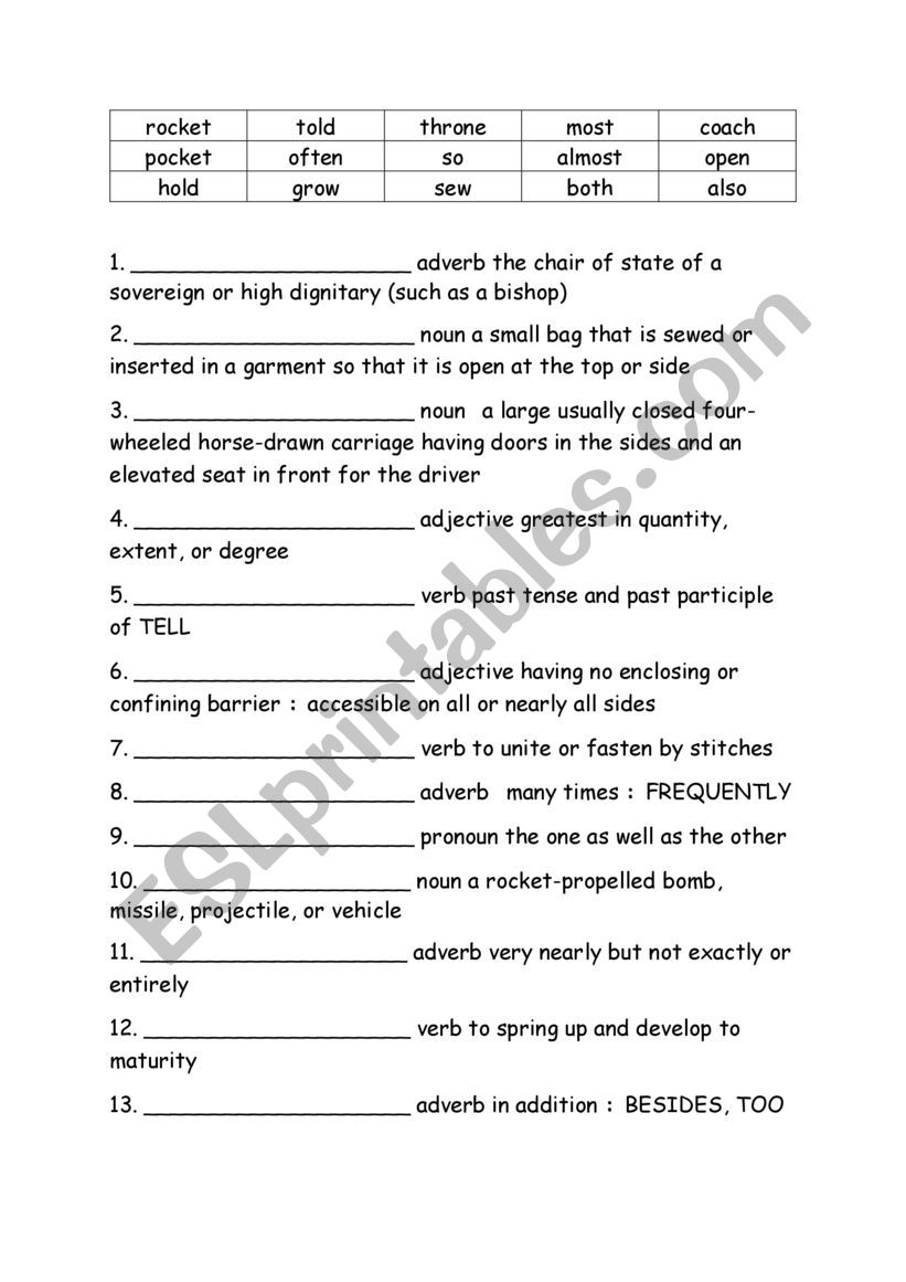 spelling words definitions grade 3 week 4 esl worksheet by mchriste