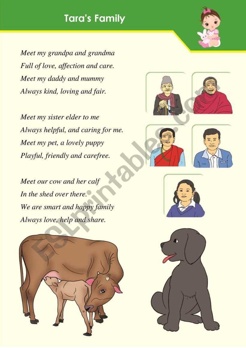 Tara�s Family Rhyme worksheet