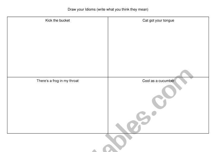 Draw the Idioms worksheet