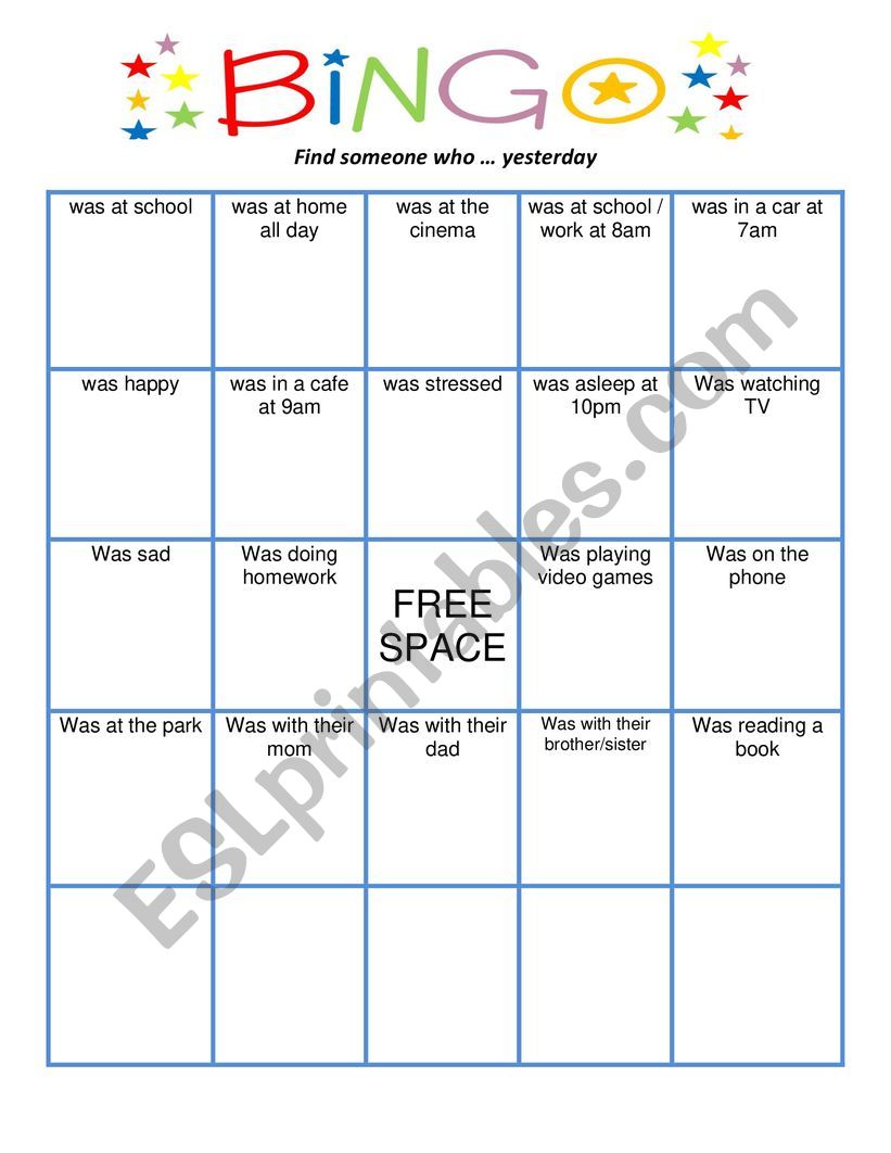 Bingo ESL Worksheet By Jocelynsss