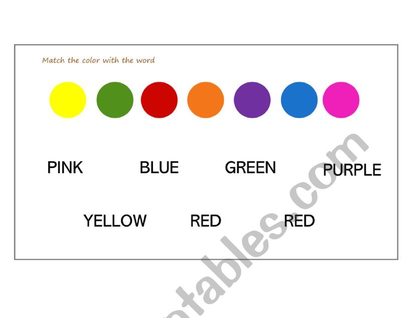 Colours - Match worksheet