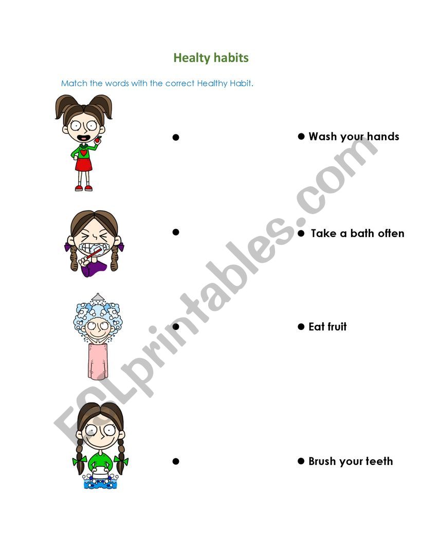 Healthy Habits ESL worksheet by catadr15