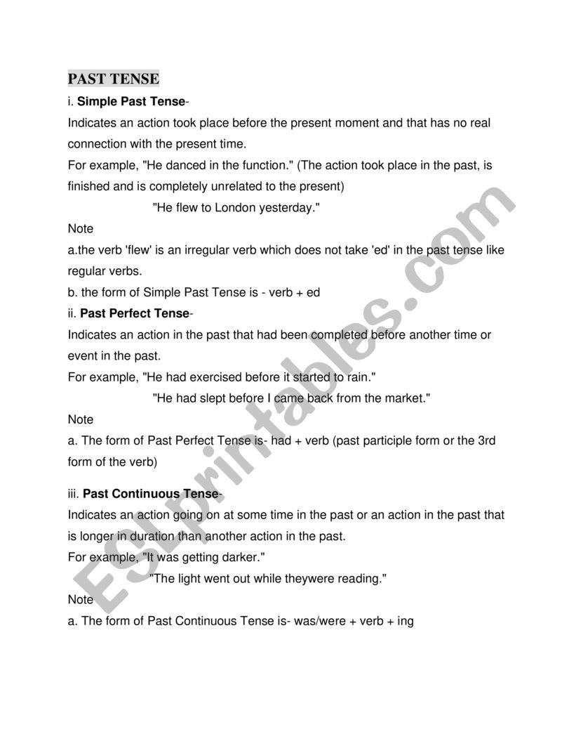 English Tenses worksheet