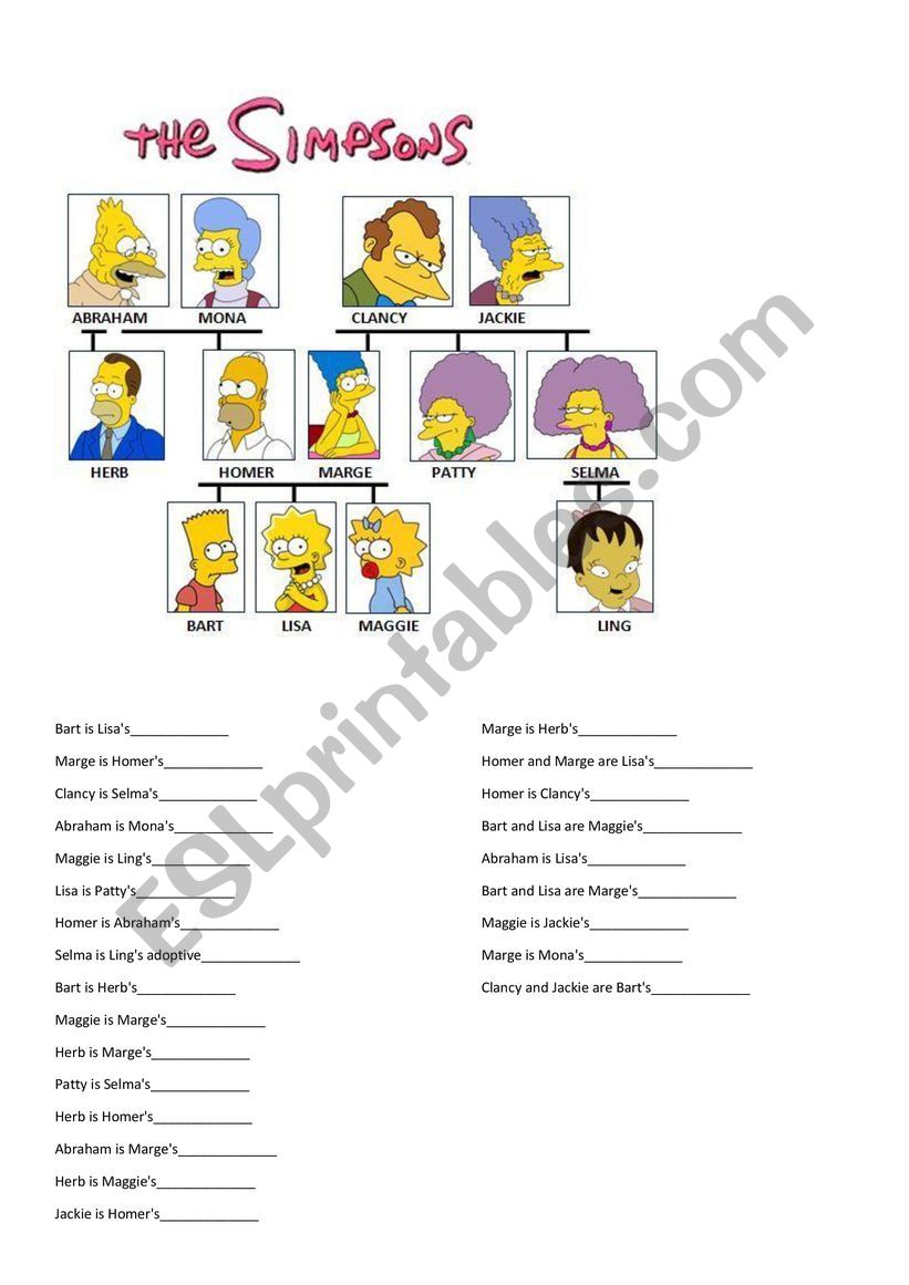 The Simpsons� Family Tree worksheet