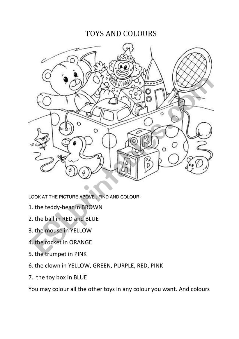 TOYS AND COLOURS worksheet