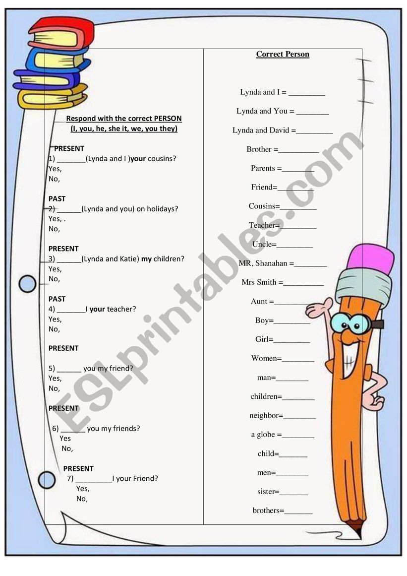 Personal Pronouns and the Verb TO BE