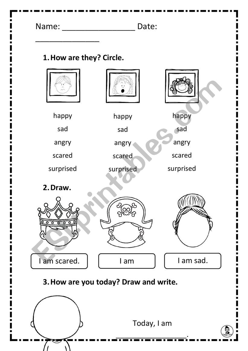 EMOTIONS WORKSHEET FOR YOUNG LEARNERS