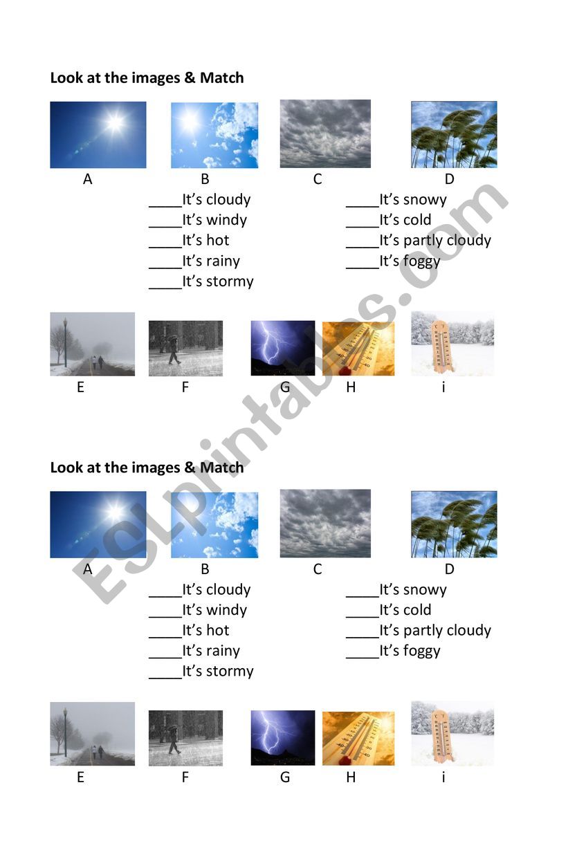 Weather game worksheet