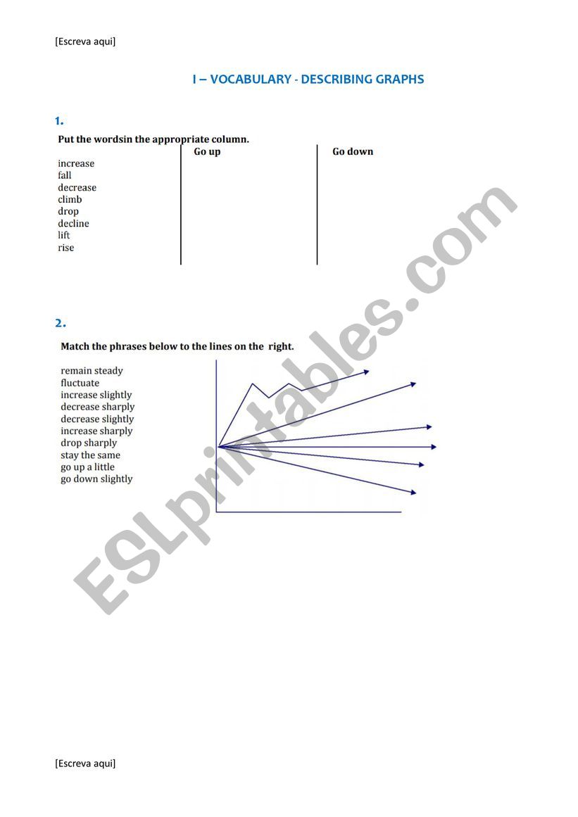 Describing Graphs worksheet