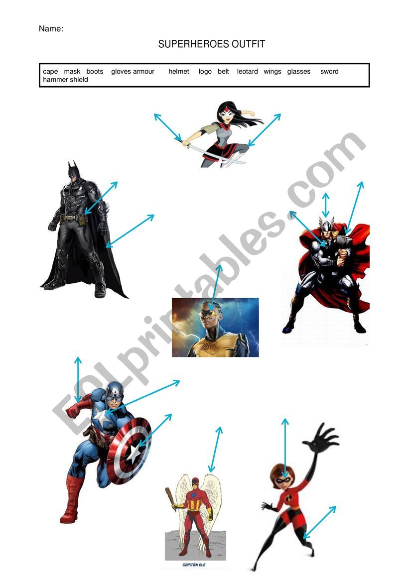 SUPERHEROES OUTFIT worksheet