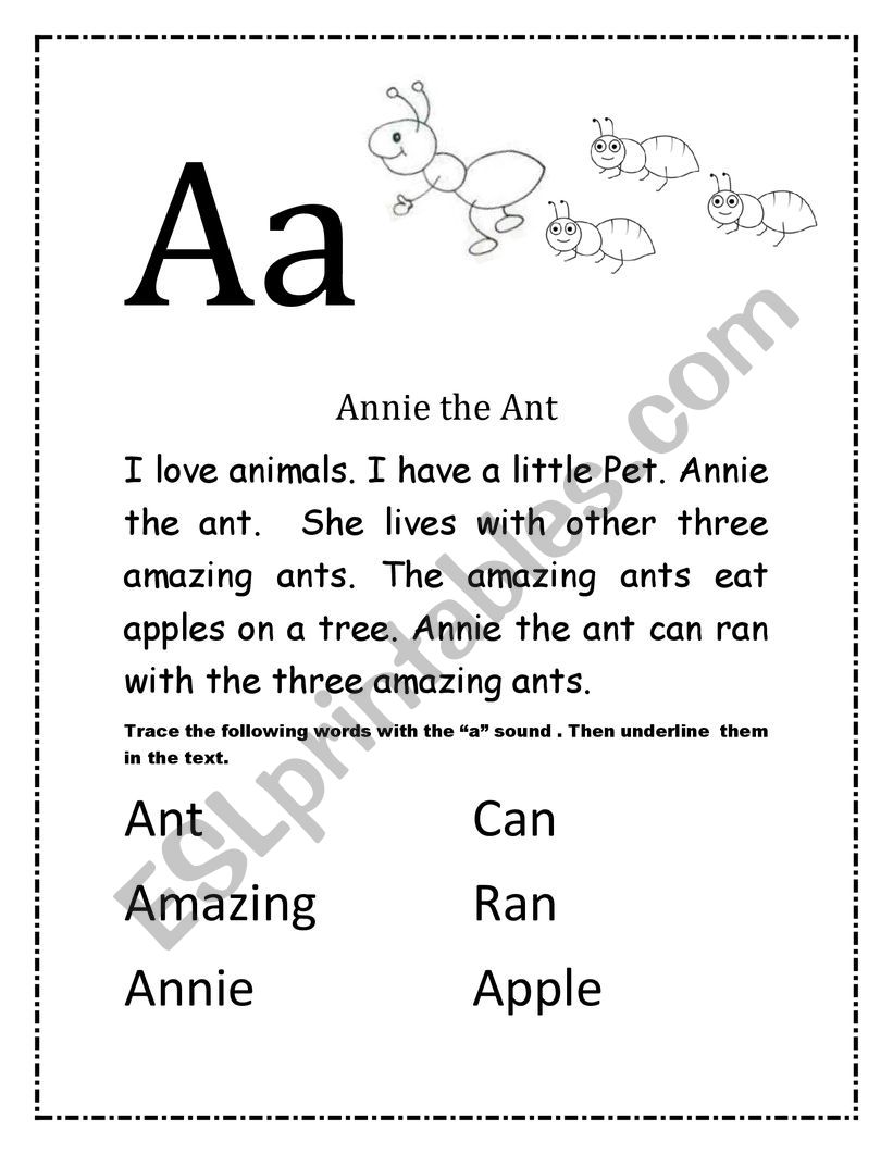 Aa Sound worksheet