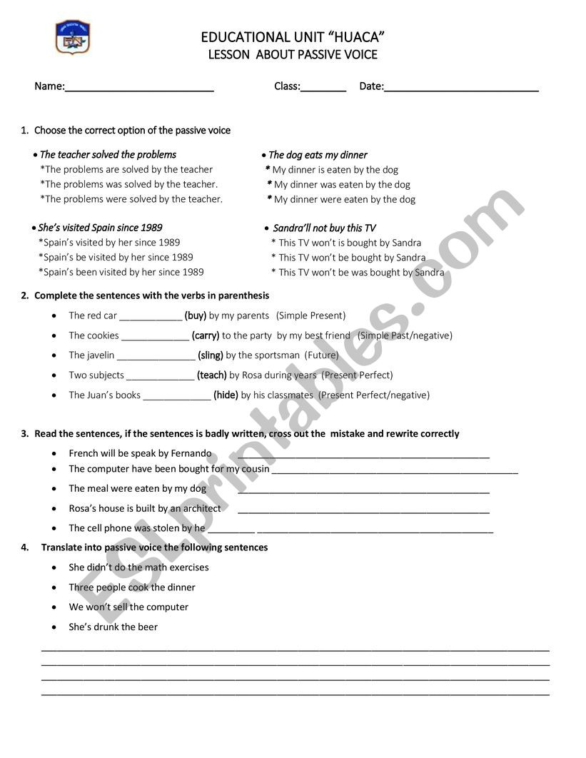 PASSIVE VOICE worksheet