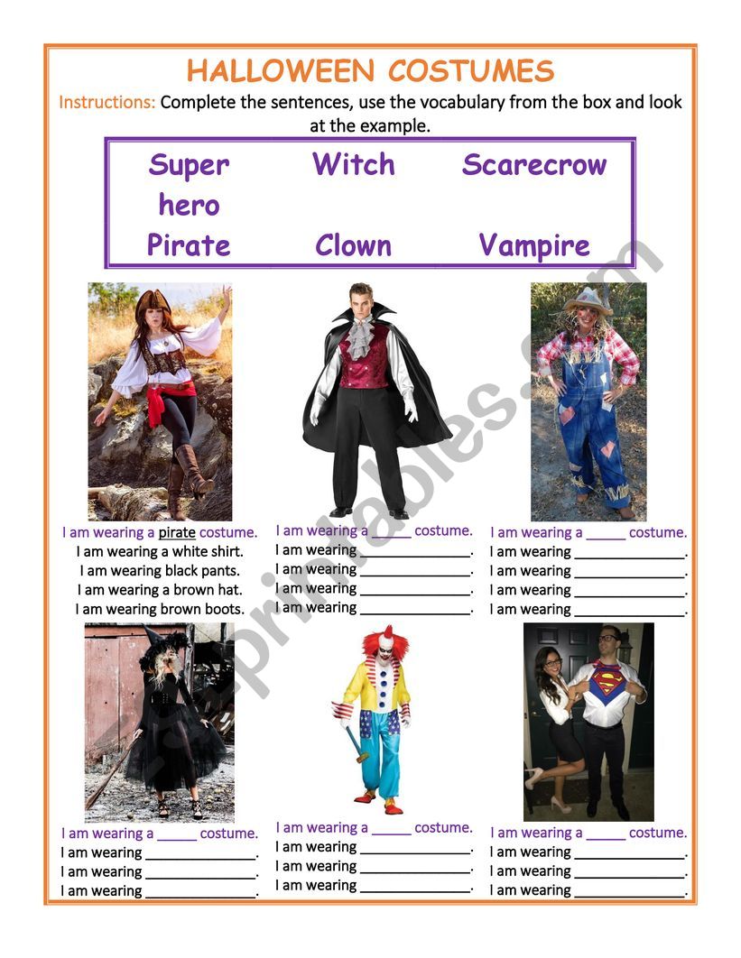 Halloween Costumes worksheet