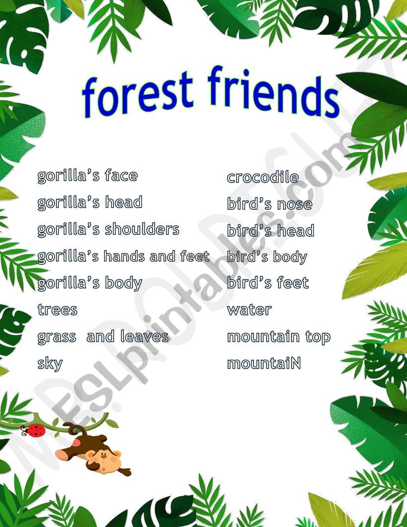FOREST FRIENDS worksheet