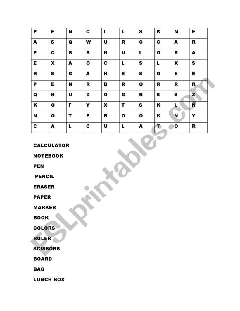 LETTER SOUP CLASSROOM OBJECTS worksheet