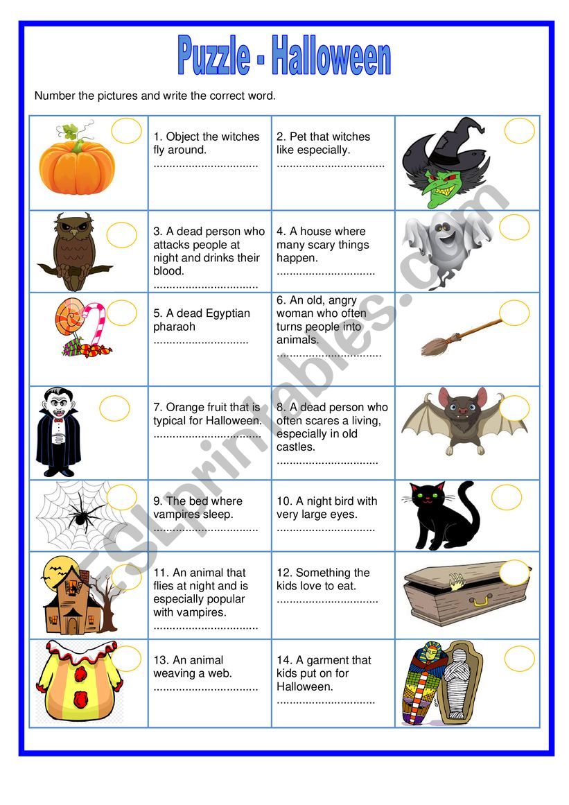 Puzzle - Halloween - ESL worksheet by s.lefevre