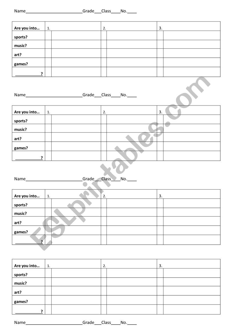 Are you into? worksheet