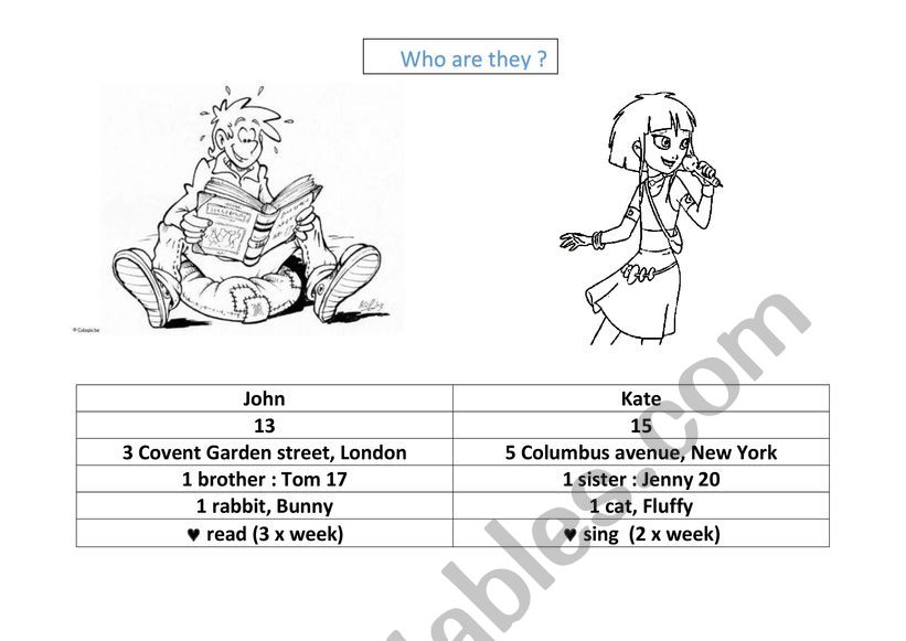 John and Kate worksheet