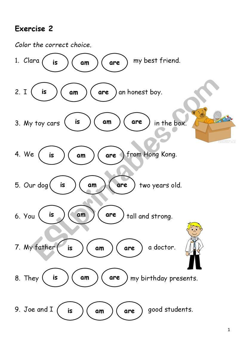 verb to be worksheet