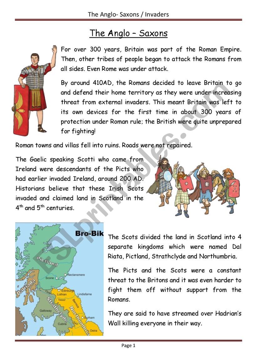 The Anglo-Saxons - Invaders worksheet