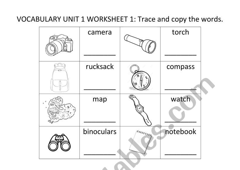 CAMPING VOCABULARY worksheet